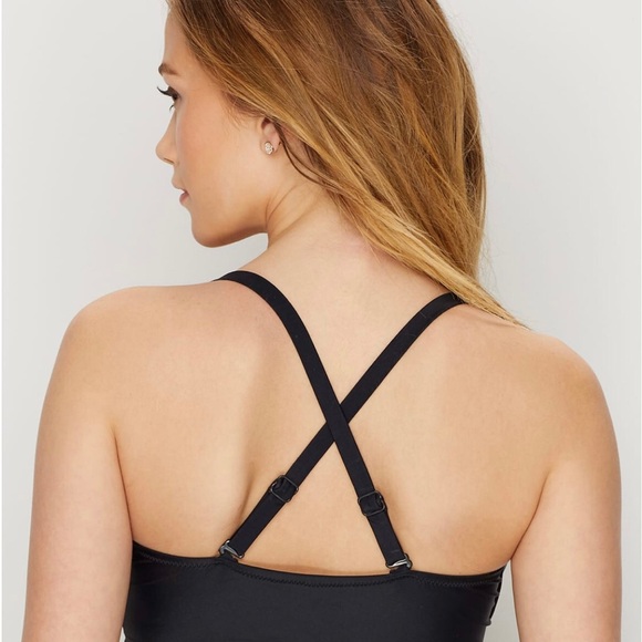 LBB Black Zip Longline Convertible Straps Bikini Top 36DD - Picture 4 of 4